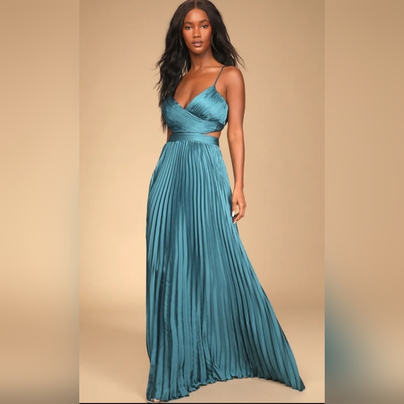 Lulu's Teal Maxi Dress - Picture 1 of 6